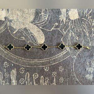 💎VCA style vintage alhambra bracelet, 5 motifs onyx 💎